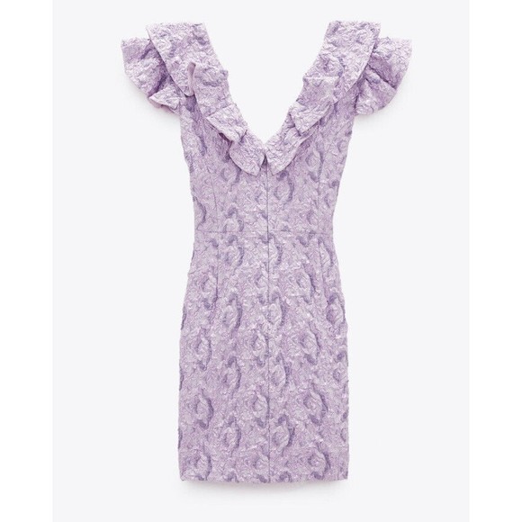 Zara Limited Edition Lilac Pink Ruffled Mini Dress Party Event - Picture 2 of 9